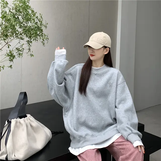 Ladies Fashion Winter Loose Lazy Top Grey - Shop at LoveMi