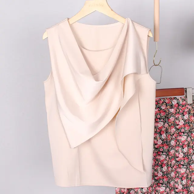 French Fashion Sexy Halter Shawl Sleeveless Top Vest Apricot - Shop at LoveMi