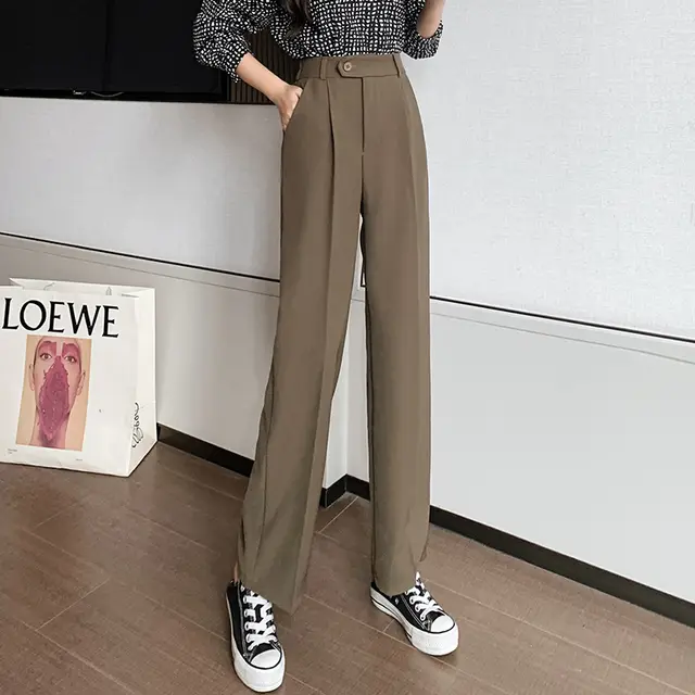 Women's Autumn New Suit Wide leg Pants Khaki - Shop at LoveMi