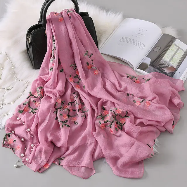 New Autumn And Winter Women's Long Embroidered Scarf Skin Red - Shop at LoveMi