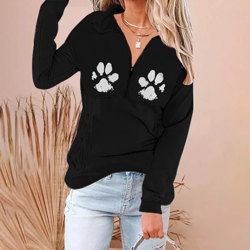 V neck Zipper Fashion Plus Size Sweater Women's Jacket Black - Shop at LoveMi