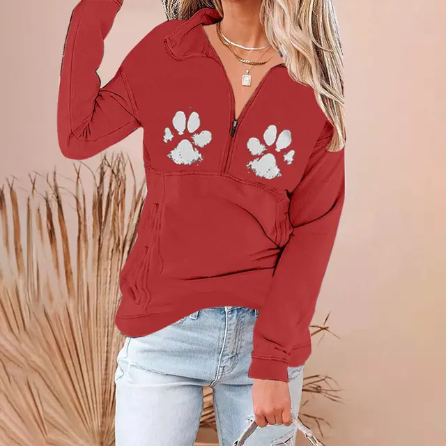 V neck Zipper Fashion Plus Size Sweater Women's Jacket Red - Shop at LoveMi