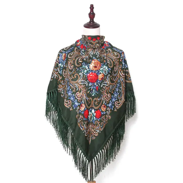 Russian Style Muslim Autumn And Winter Warm Shawl Army Green - Shop at LoveMi