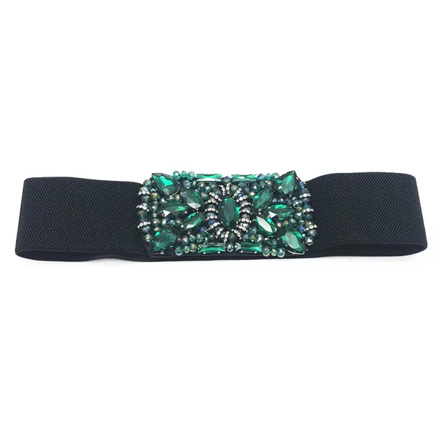 Women's Color Inlaid Diamond Ring Crystal Rhinestone Belt Green - Shop at LoveMi