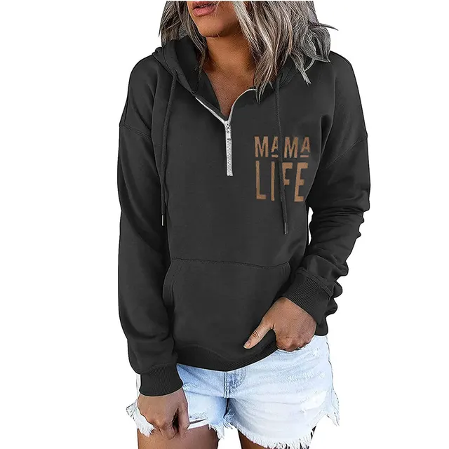 Women's Long Sleeve Loose Casual Hooded Black - Shop at LoveMi