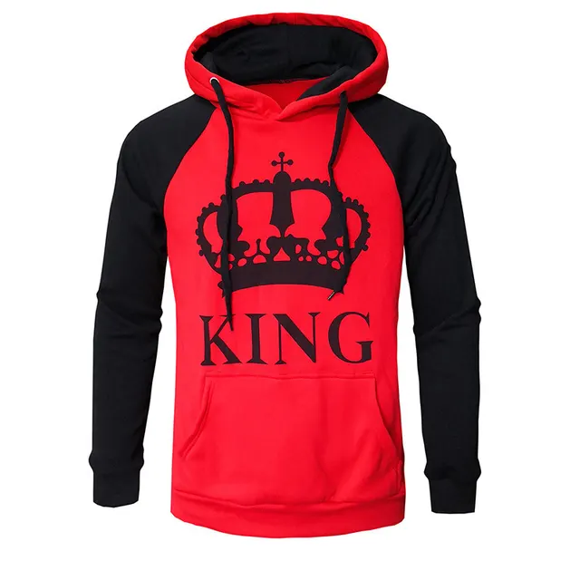Hooded Pullover Color Matching Couple Sweater Casual Red - Shop at LoveMi