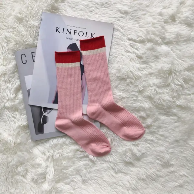 Color Matching Trendy Socks Japanese Cute Retro Pile Socks Pink - Shop at LoveMi