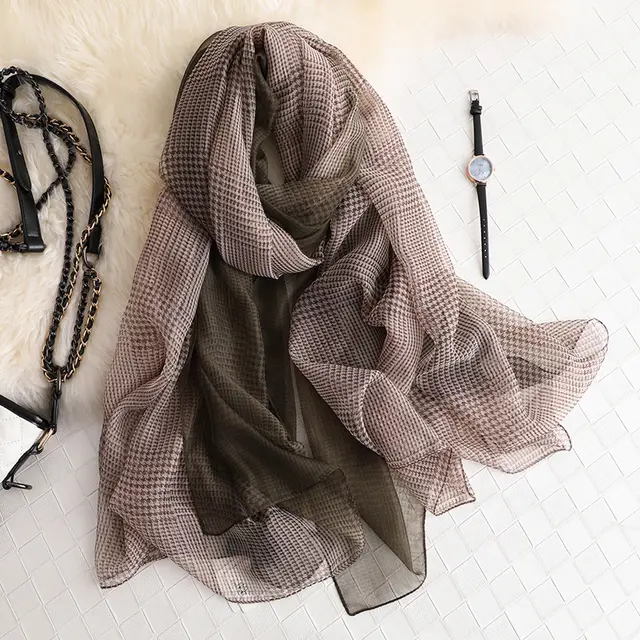 Fashion Women's Houndstooth Long Sun Shawl Scarf Army Green - Shop at LoveMi