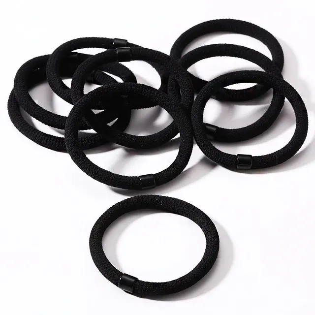 Simple Women's Solid Color Rubber Band Head Rope Black9Pcs - Shop at LoveMi