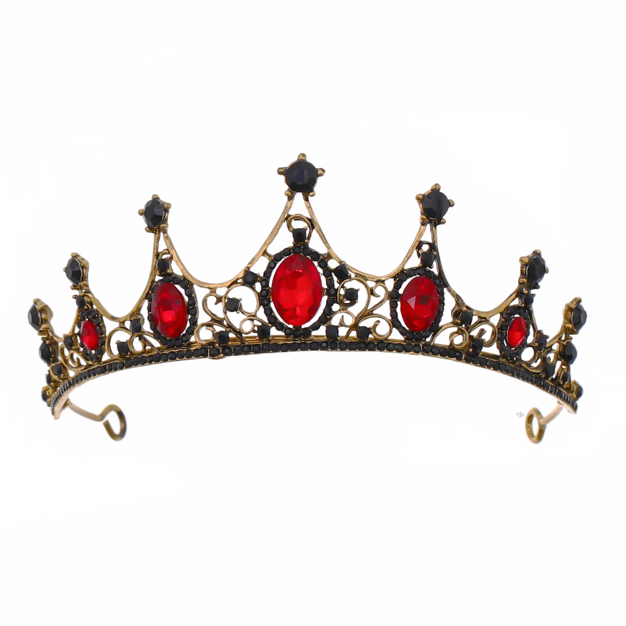 Vintage Baroque Alloy Green Diamond Small Crown - Red