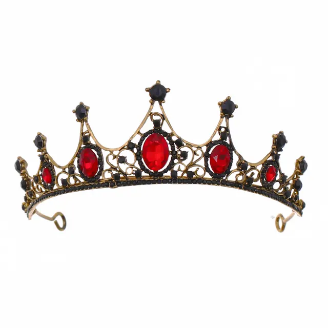 Vintage Baroque Alloy Green Diamond Small Crown Red - Shop at LoveMi
