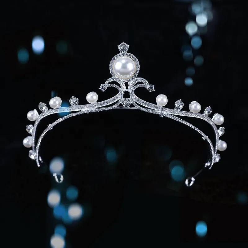 Bridal Crown Baroque Pearl High-end Luxury Headband - G4474 Silver
