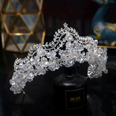 Bridal Crown Baroque Crystal High end Luxury Headband Silver - Shop at LoveMi