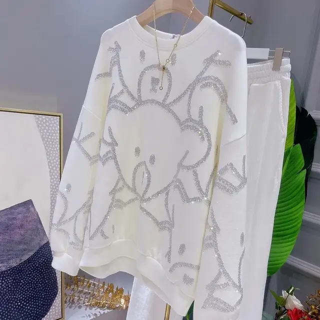 Women's Loose And Simple Pullover Long sleeved Sweater White - Shop at LoveMi