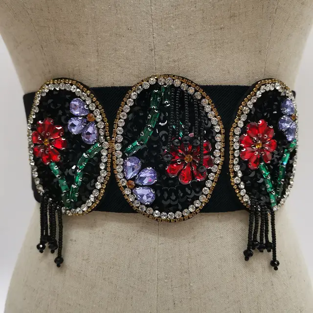 Flower Rhinestone Black Girdle Fashion Personality Girl Dress Black - Shop at LoveMi