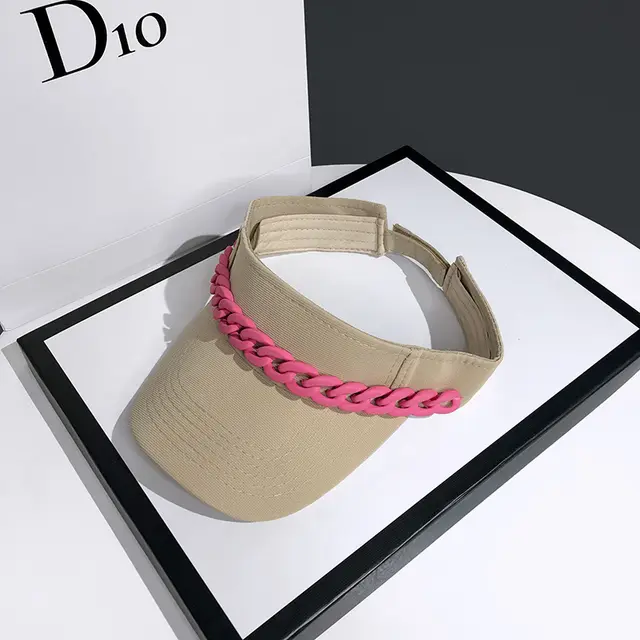 CAPHat Female Net Red Color Chain Empty Top Hat Summer Sunshade Khaki - Shop at LoveMi