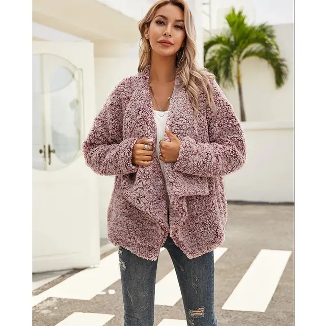 Double sided Lamb Wool Coat Loose And Thick Purple - Shop at LoveMi