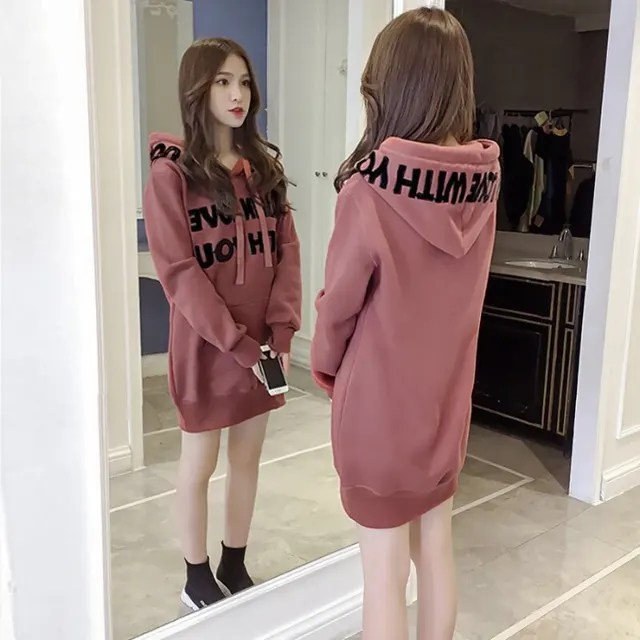Mid length Plus Velvet Thick Loose Coat Brick Red - Shop at LoveMi