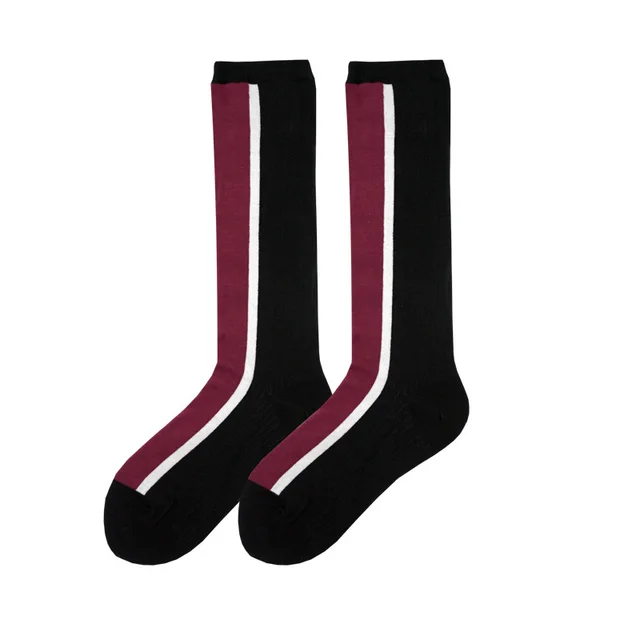 Women's High Tube Calf And Knee Pile Stockings Cotton Socks Wine Red - Shop at LoveMi