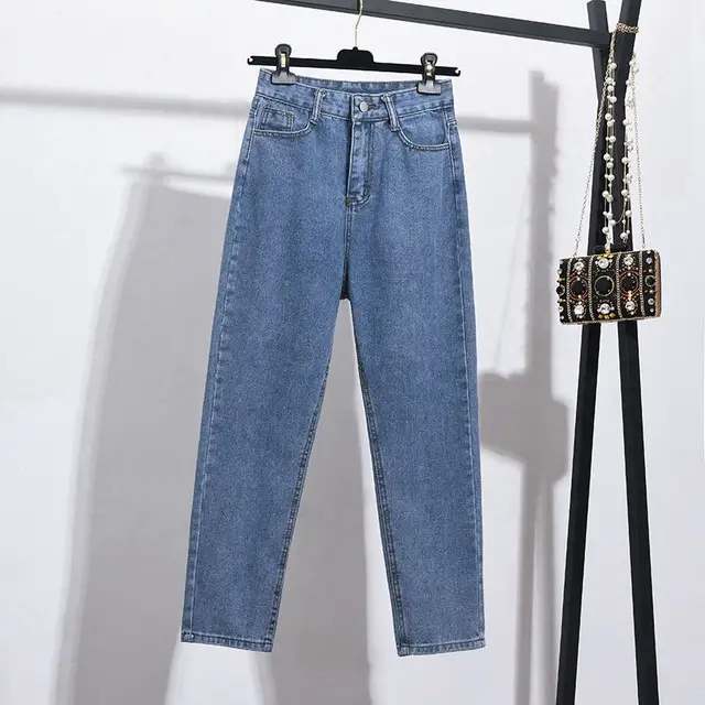 Women's High waist Straight leg Cropped Jeans Vintage Blue - Shop at LoveMi