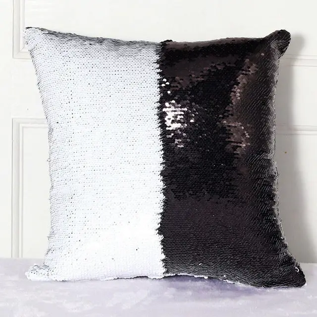 DIY Sequin Sofa Decorative Cushion Cover Black White - Shop at LoveMi