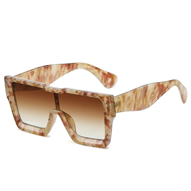 European And American Large frame One piece Fashion Ladies With Square frame Sunglasses Soybean Flower Box - Shop at LoveMi