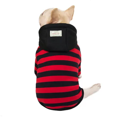 Pet Clothes Autumn And Winter Striped Two leg Cotton Coat Red - Shop at LoveMi