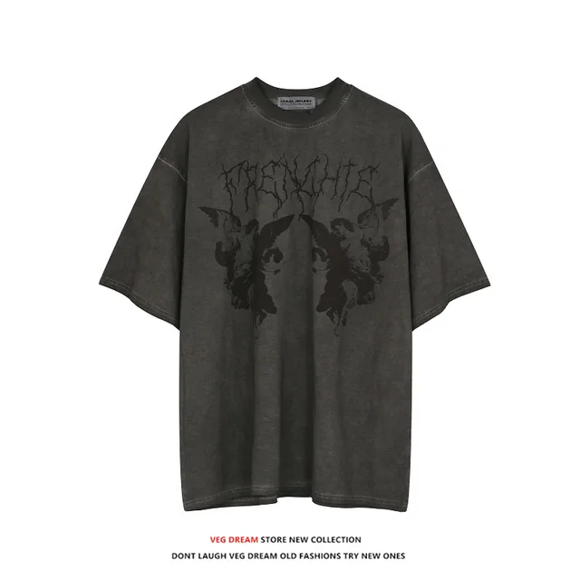 Retro Top Loose Street Sports Y2k T shirt Dark Grey - Shop at LoveMi