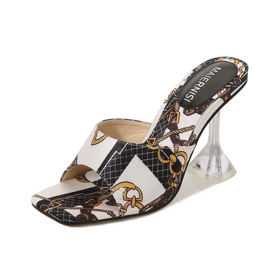 Candy Color Crystal Heel High Heels Plus Size Sandals And Slippers Black - Shop at LoveMi