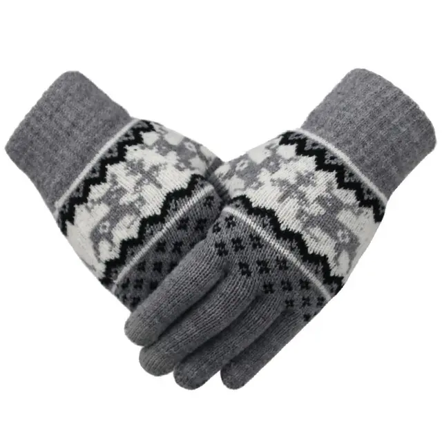Outdoor Cycling Ladies Warm Knitted Woolen Gloves Grey - Shop at LoveMi