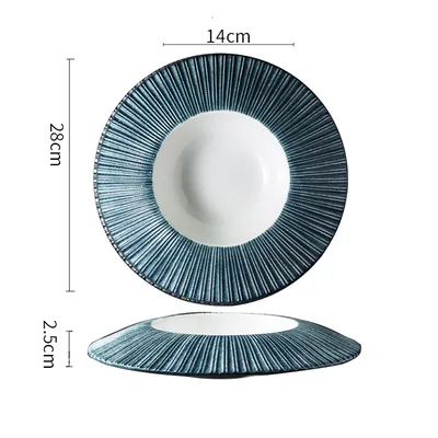 Creative Straw Hat Dish Holder For Home Western style Pasta Soup Light Blue A - Shop at LoveMi