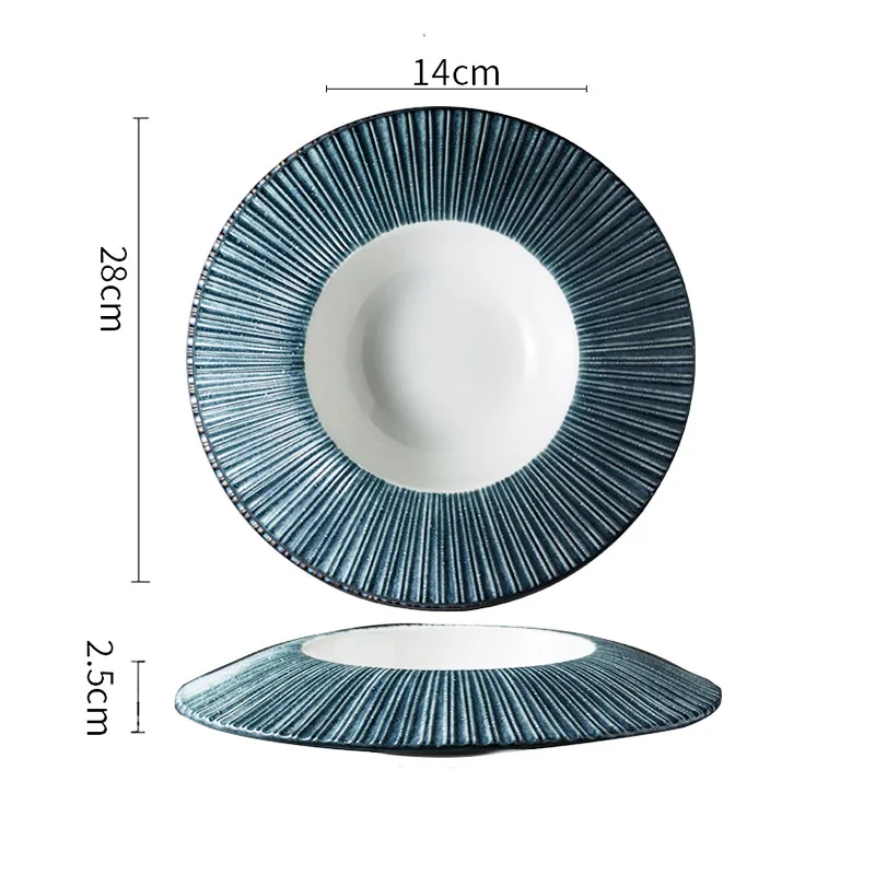 Creative Straw Hat Dish Holder For Home Western-style Pasta Soup - Light Blue A