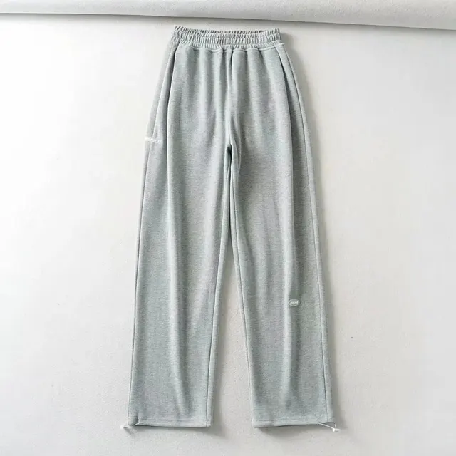 Women's High waist Casual Loose Drawstring Trousers Light Grey - Shop at LoveMi