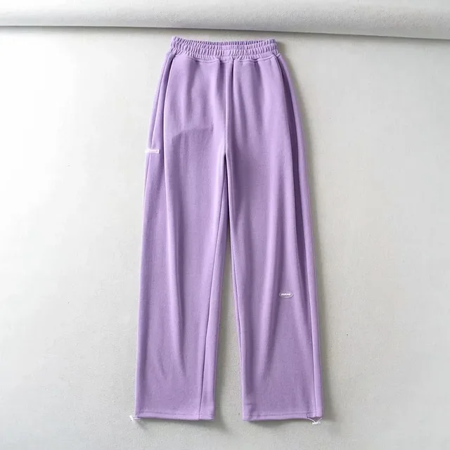 Women's High waist Casual Loose Drawstring Trousers Purple - Shop at LoveMi