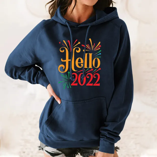 Ladies Women's Pullover Drawstring Sweatshirt Navy Blue29 - Shop at LoveMi