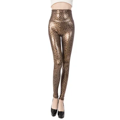 European And American Style High Waist Leather Leopard Print Leggings For Women Little Leopard - Shop at LoveMi