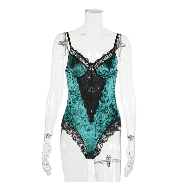 Ladies Lace Mesh Stitching Sex Appeal One piece Green - Shop at LoveMi
