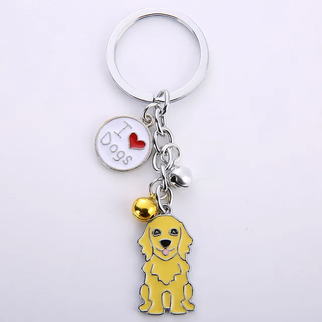 Creative Metal Pet Dog Key Chain Pendant Golden Retriever Idog - Shop at LoveMi