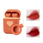Double Tube Velvet Lipstick Matte Matte Earphone Storage Box Portable - Orange