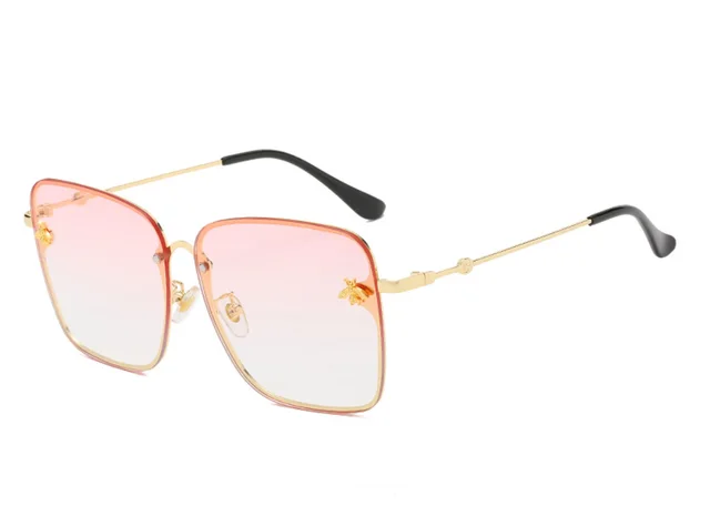 Women's European And American Bee Square Sunglasses Golden Frame Fading Tablets - Shop at LoveMi