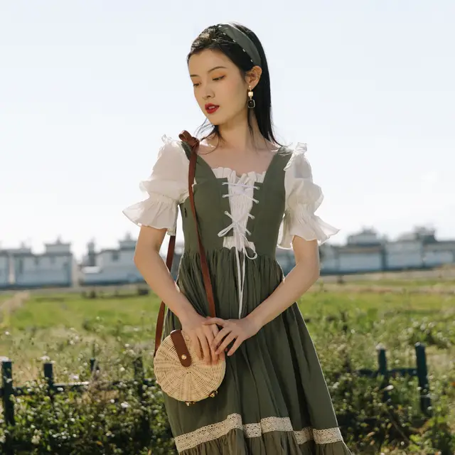 First Love Girl Heart Tie Dress Armygreen - Shop at LoveMi
