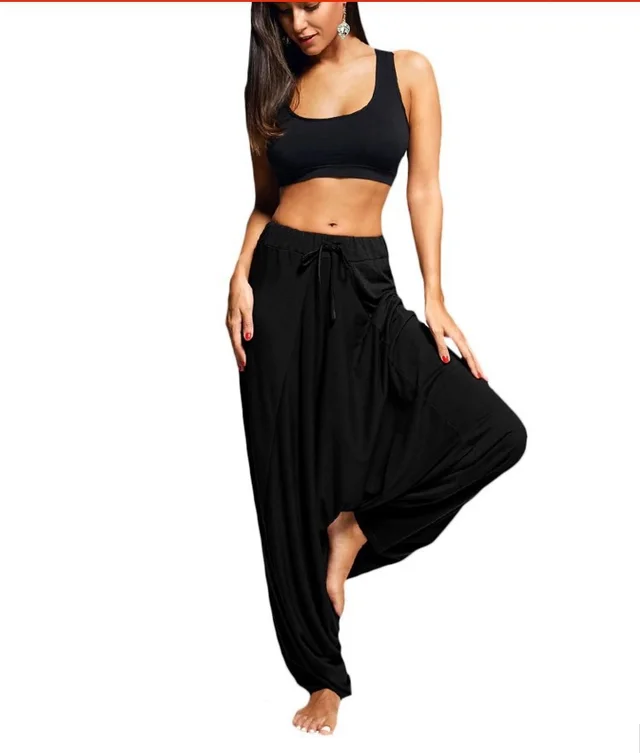 Casual Loose Hippie Balloon Pants Drop Harem Black - Shop at LoveMi