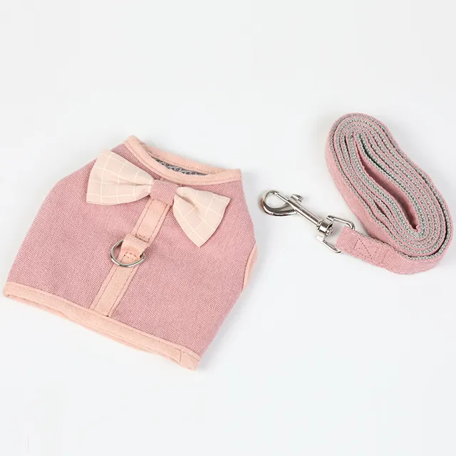 Solid Color Pet Bowknot Mesh Plain Chest Back Pink - Shop at LoveMi