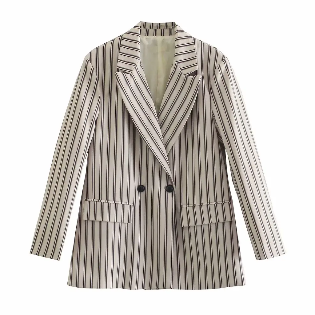 Commuter Light Cooked Double Breasted Casual Blazer - Stripes