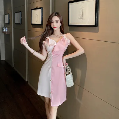 Sexy Halter Strap Irregular Temperament Dress Photo Color - Shop at LoveMi