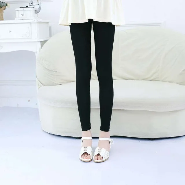 Girls' Leggings Summer Thin Modal Baby Nine point Pants Stretch Middle And Big Kids Black - Shop at LoveMi