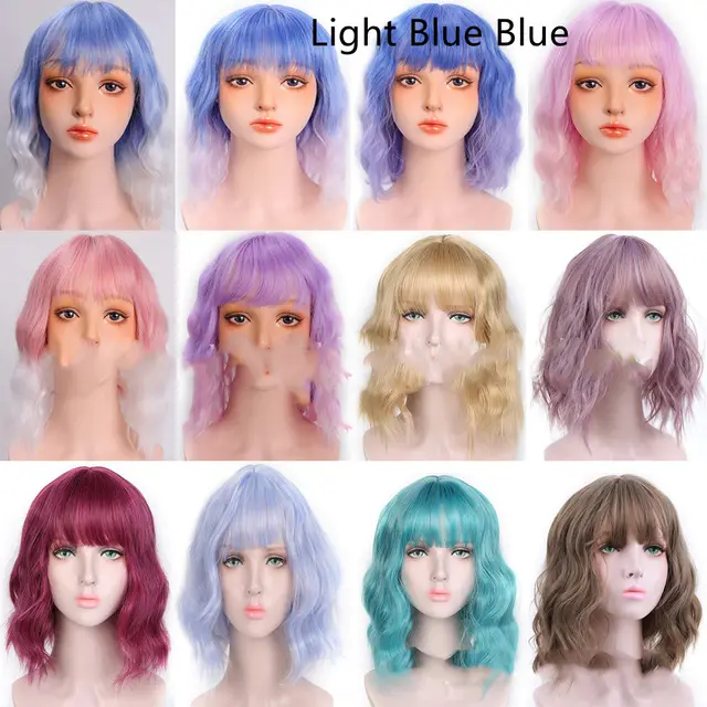 Women's Chemical Fiber High Temperature Silk Short Twist Braid Headgear Light Blue Blue - Shop at LoveMi