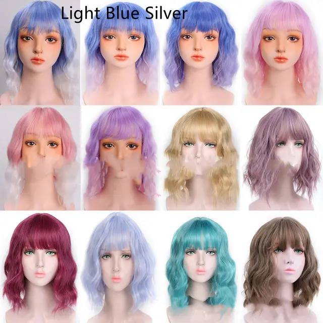 Women's Chemical Fiber High Temperature Silk Short Twist Braid Headgear Light Blue Silver - Shop at LoveMi