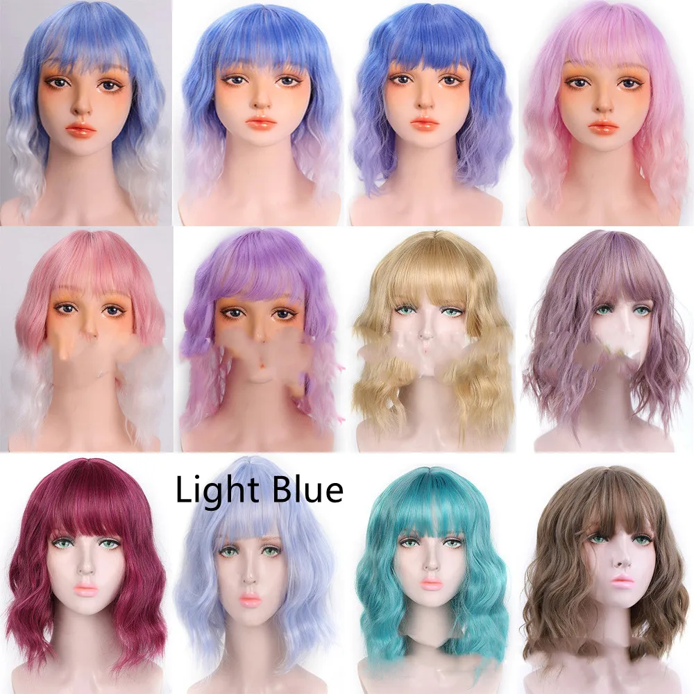 Women's Chemical Fiber High Temperature Silk Short Twist Braid Headgear - Light Blue