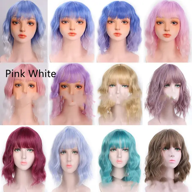 Women's Chemical Fiber High Temperature Silk Short Twist Braid Headgear Pink White - Shop at LoveMi